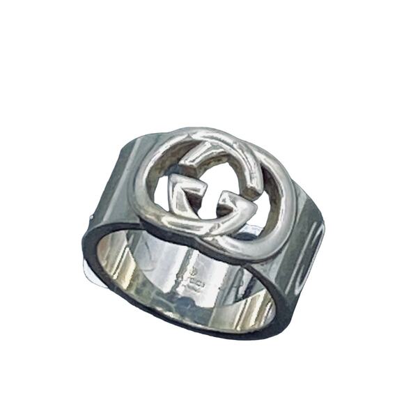 Authentic Gucci Sterling Silver Interlocking GG Ring – Size 6 - Picture 1 of 6